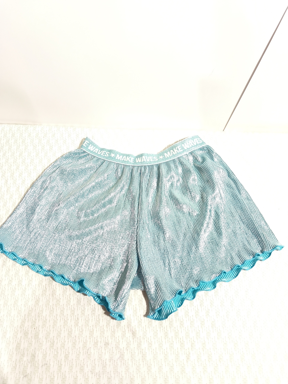 More Than Magic Metallic Teal Pleated Shorts